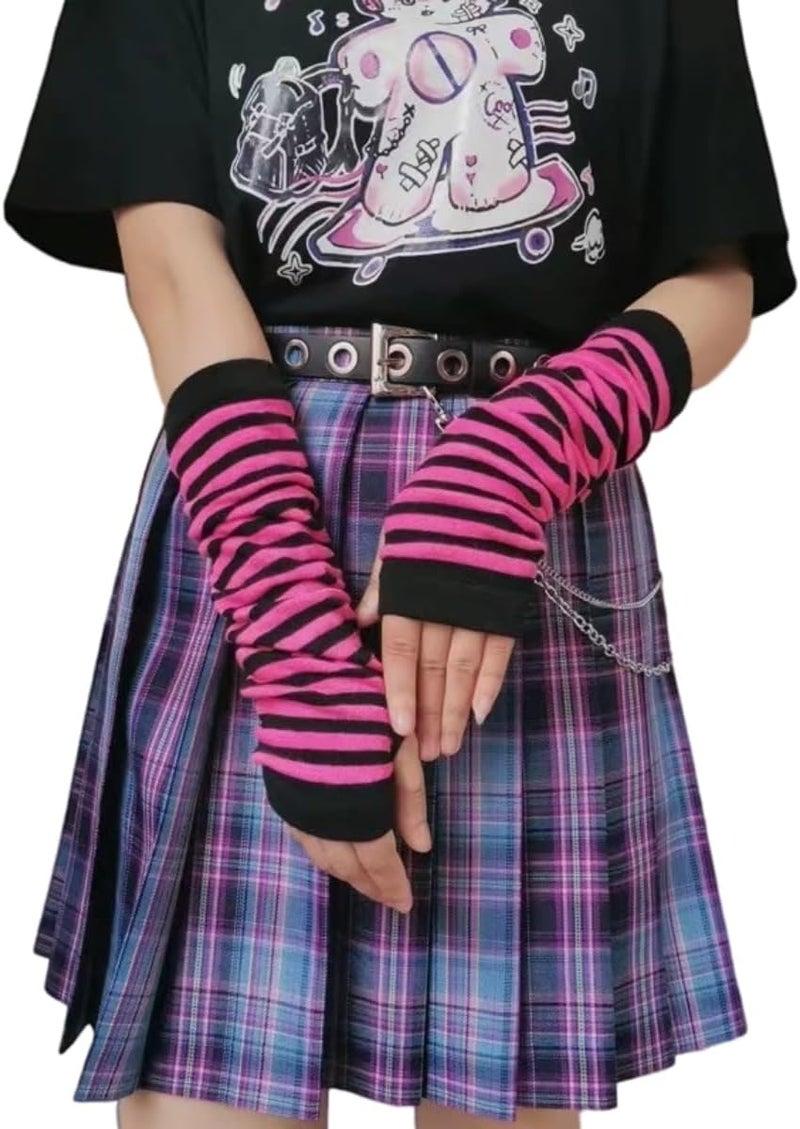 VTTDB Arm covers cute women kawaii japanese harajuku Goth Half Finger Knitted Arm Warmer Y2K Gloves Arm Sleeve for girl - Image 1